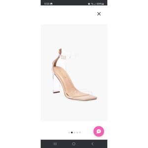 New 9.5 Shoe Dazzle Lakia Acrylic Ankle Strap High Heel Dress Shoes